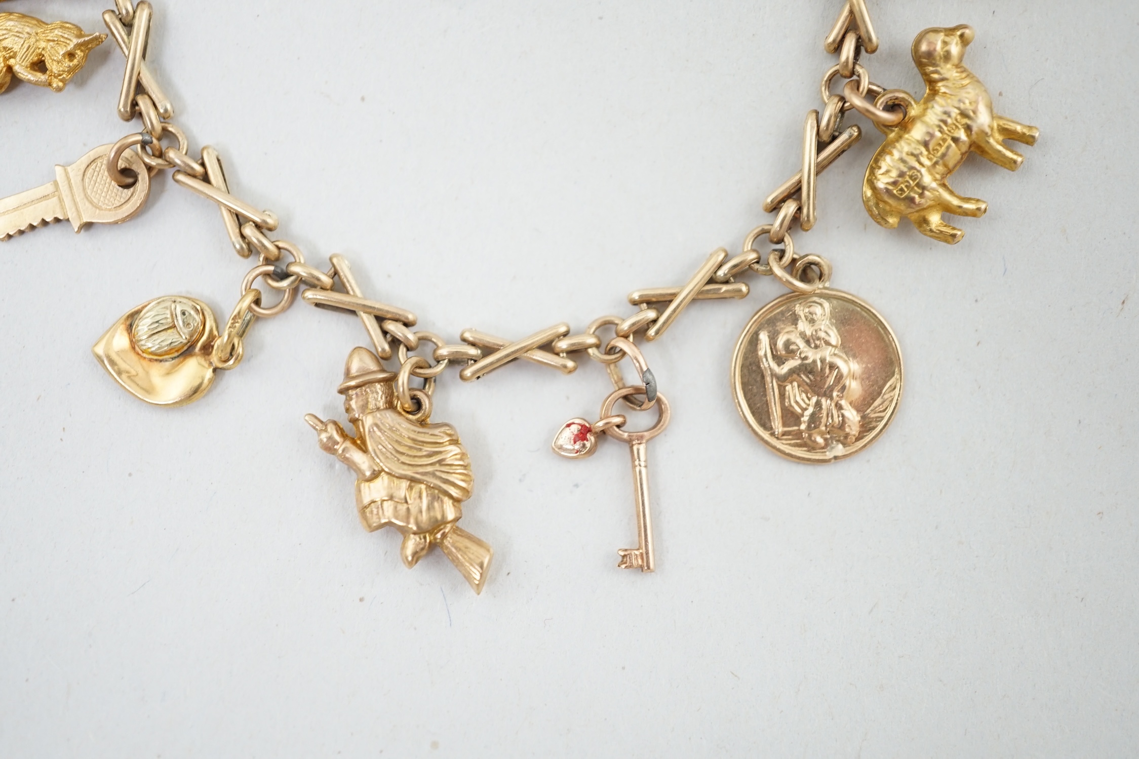 A 9ct gold charm bracelet